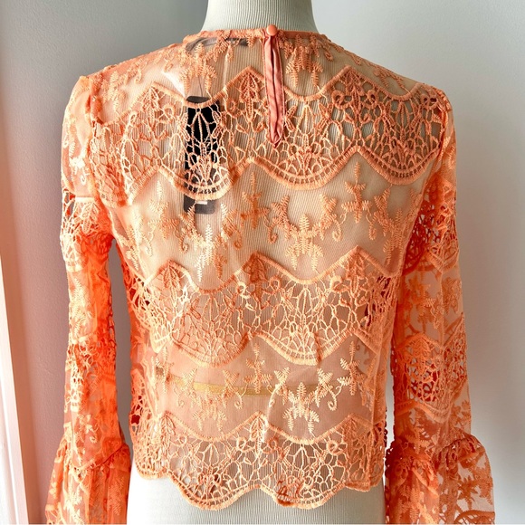 🌸NWT Women’s Lace Bell Sleeve Top. Coral. 1 SM 1 M 1 LRG - Picture 7 of 12